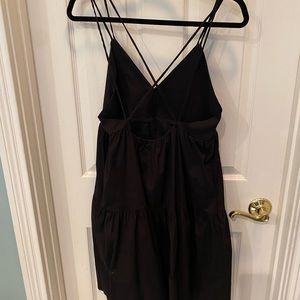 Deluc blk cotton stretch mini dress with pockets!! NWT